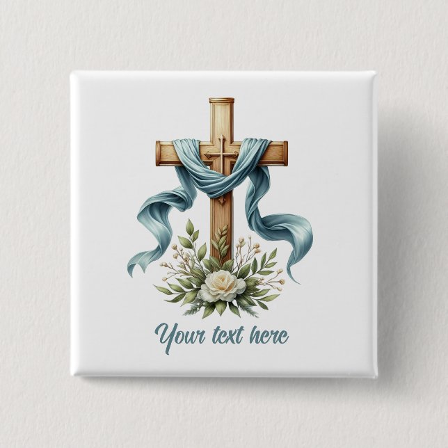 Chapa Cuadrada Curte Religious Cross add text (Anverso)