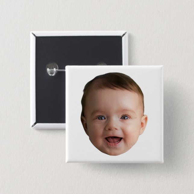Chapa Cuadrada Custom Baby Face, Funny custom photo (Anverso y reverso)