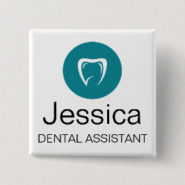 Chapa Cuadrada Custom Dental Assistant Name Badge Tooth Logo
