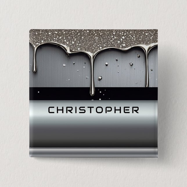 Chapa Cuadrada Custom Name With Dripping Liquid Metal (Anverso)