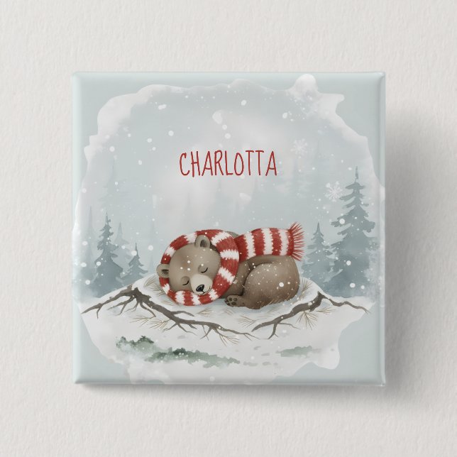 Chapa Cuadrada Custom Winter Bear Badge (Anverso)