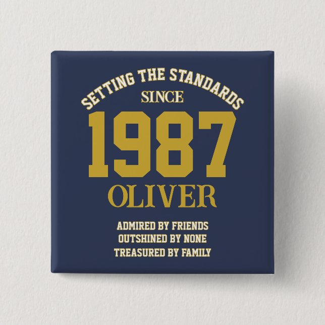 Chapa Cuadrada Customizable Birthday gift (Anverso)