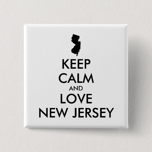 Chapa Cuadrada Customizable KEEP CALM and LOVE NEW JERSEY (Anverso)