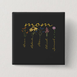 Chapa Cuadrada Customized mom children name flower