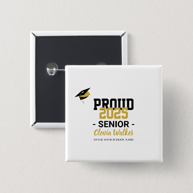 Chapa Cuadrada Customized proud school senior graduate (Anverso y reverso)