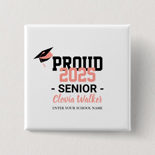 Chapa Cuadrada Customized proud school senior graduate (Anverso)