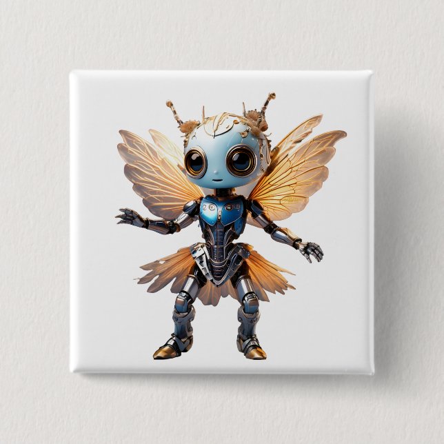 Chapa Cuadrada Cute Ant Girl Dancing Robot Pixie (Anverso)