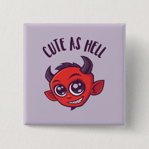 Chapa Cuadrada Cute as Hell Devil con texto oscuro