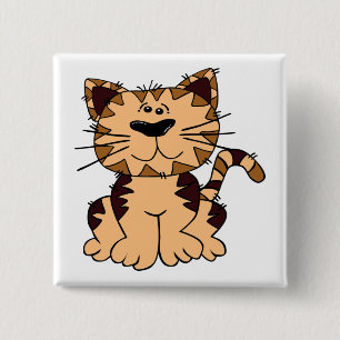 Chapa Cuadrada CUTE BEIGE AND BROWN big head CAT