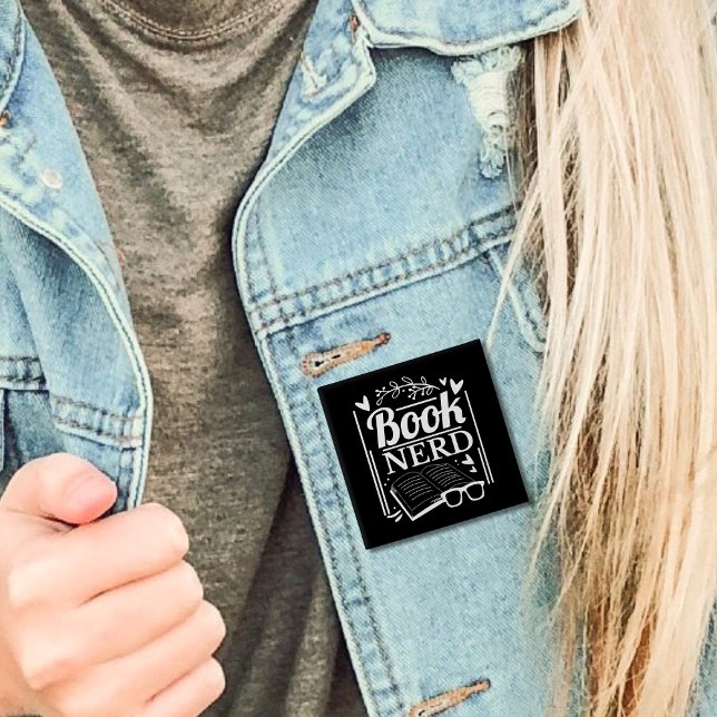 Chapa Cuadrada Cute Book Nerd Book Lover (Subido por el creador)