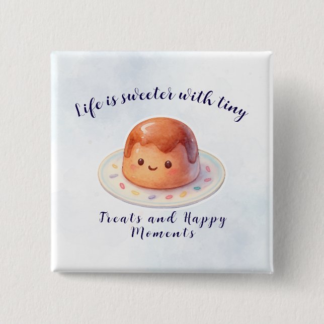 Chapa Cuadrada Cute Cake Dessert Button (Anverso)