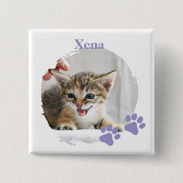 Chapa Cuadrada Cute Cat pet with customized name