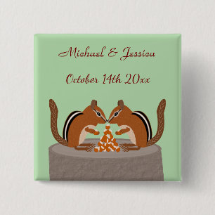 Chapa Cuadrada Cute Chipmunks Personalizado de la boda de otoño