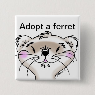 Chapa Cuadrada Cute Comic Ferret Face