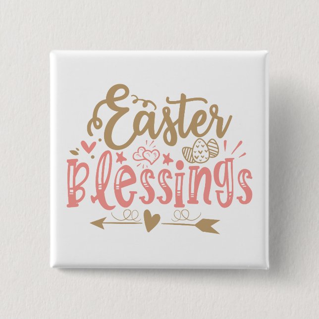 Chapa Cuadrada Cute Easter Blesss Word Art (Anverso)