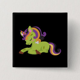 Chapa Cuadrada Cute Frankenstein Unicorn Halloween