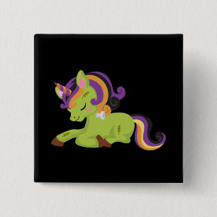 Chapa Cuadrada Cute Frankenstein Unicorn Halloween