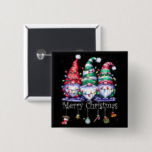 Chapa Cuadrada Cute Gnomos Feliz Navidad Luz Familia Gnomo
