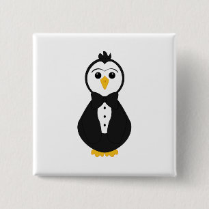 Chapa Cuadrada Cute Groom Penguin