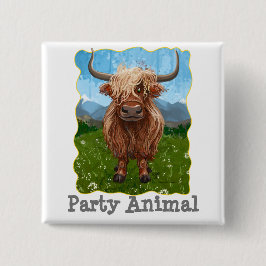 Chapa Cuadrada Cute Highland Cow