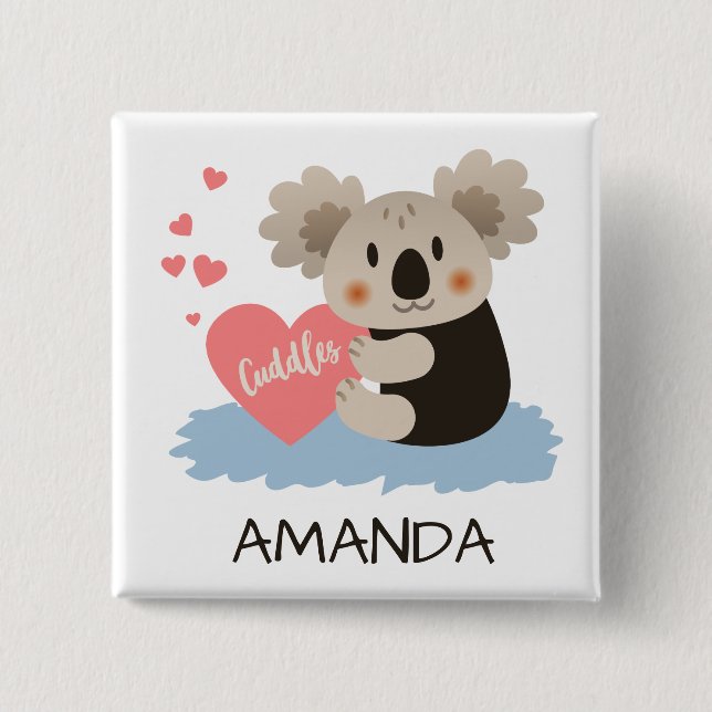 Chapa Cuadrada Cute Koala Cudelas ID386 (Anverso)