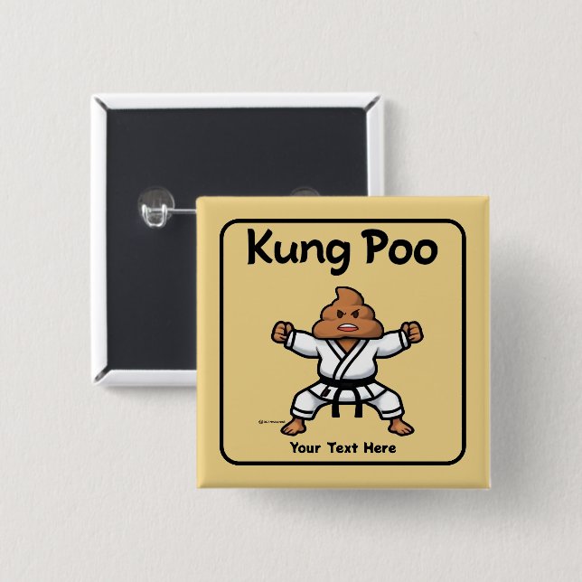 Chapa Cuadrada Cute Kung Poo Karate (Anverso y reverso)