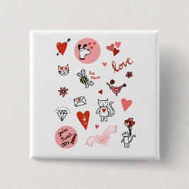 Chapa Cuadrada Cute Love Personalizado