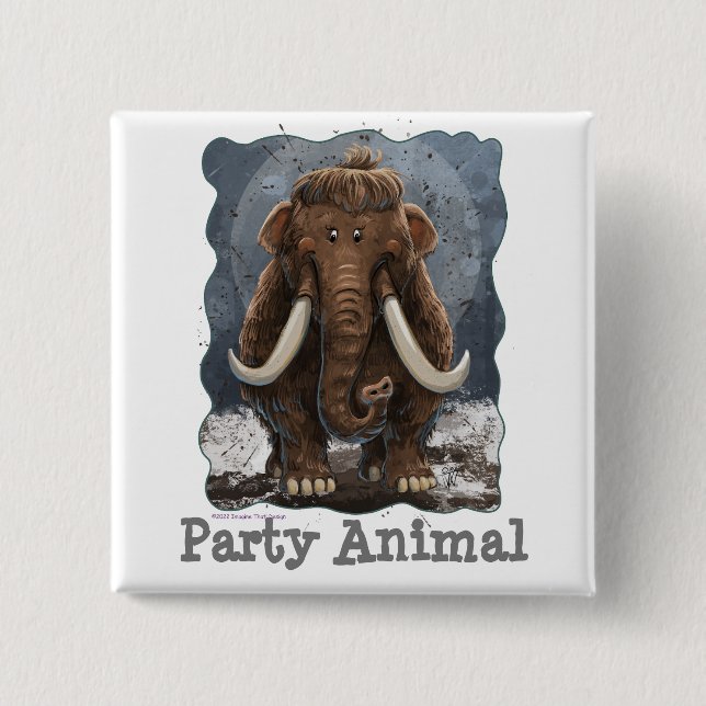 Chapa Cuadrada Cute Mastodon (Anverso)