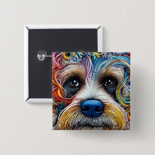 Chapa Cuadrada Cute Pop Art Terrier