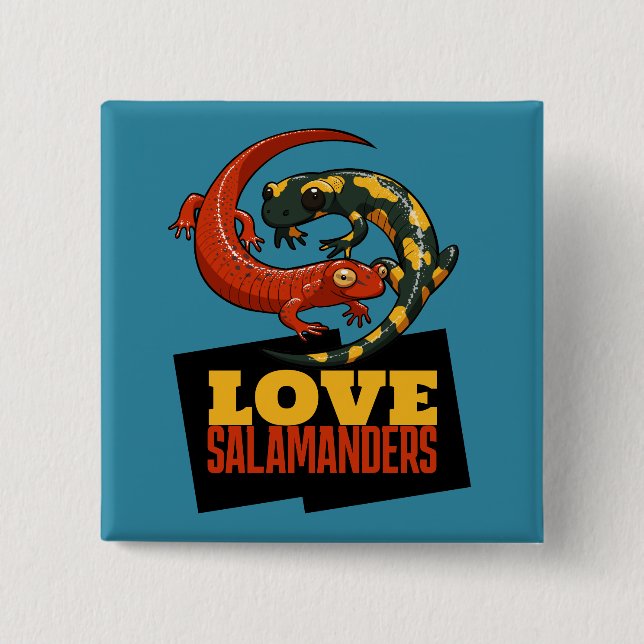 Chapa Cuadrada Cute Salamander Love Salamanders Fan Cartoon (Anverso)