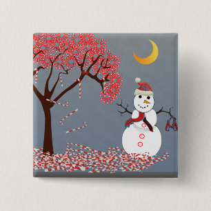 Chapa Cuadrada Cute Snowman
