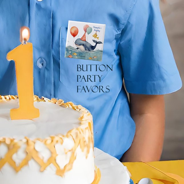 Chapa Cuadrada Cute Whale Personalizado Boys Cumpleaños (Subido por el creador)