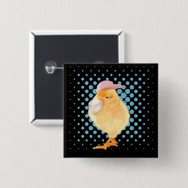 Chapa Cuadrada Cuto Retro Vibes Chick Brillante Bubblegs Negro