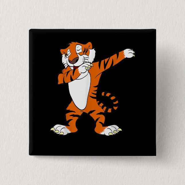 Chapa Cuadrada Dabbing Cute Tiger Animal Fiesta (Anverso)