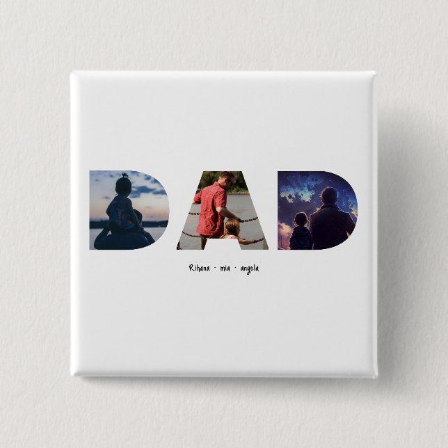 Chapa Cuadrada Dad Father's day personalized photo gift  (Anverso)