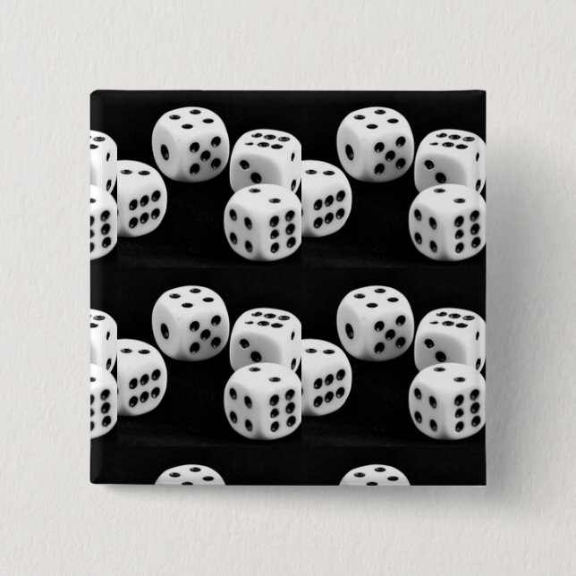 Chapa Cuadrada Dados en blanco y negro (Anverso)
