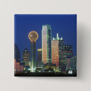 Chapa Cuadrada 'Dallas, TX en el horizonte nocturno con la Torre 