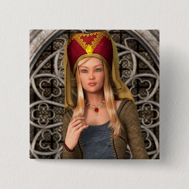 Chapa Cuadrada Dama Medieval (Anverso)