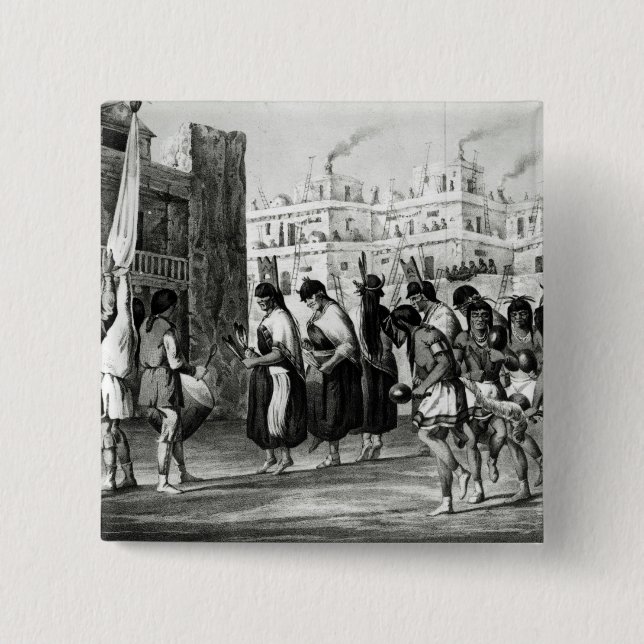 Chapa Cuadrada Danza del búfalo en Pueblo de Zuni (Anverso)