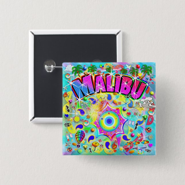 Chapa Cuadrada Danza Mística de Malibu  (Anverso y reverso)