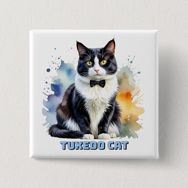 Chapa Cuadrada Dapper Tuxedo Cat (Anverso)