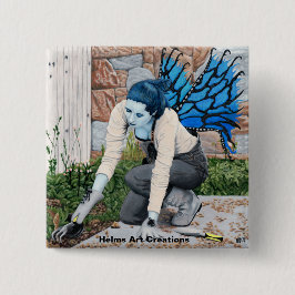 Chapa Cuadrada Dark Fairy Garden Gardener Fantasy Art Button