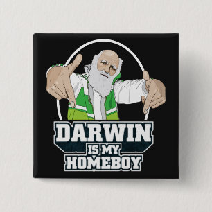 Chapa Cuadrada Darwin es mi Homeboy (a todo color)