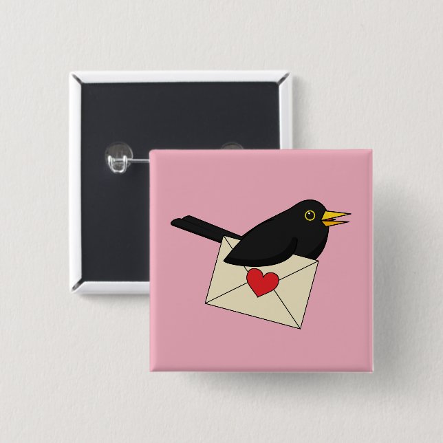 Chapa Cuadrada De Blackbird con amor (Anverso y reverso)