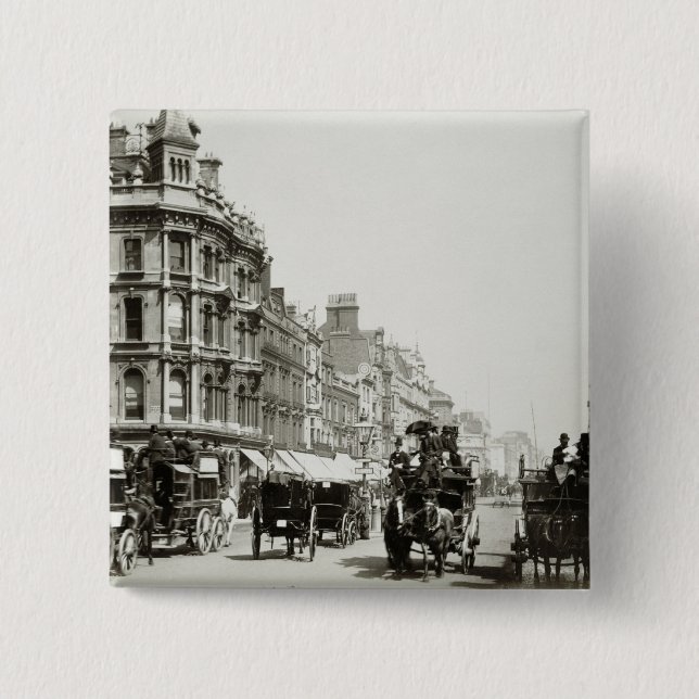Chapa Cuadrada De la visión calle de Oxford abajo, Londres (foto (Anverso)