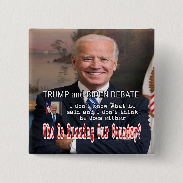 Chapa Cuadrada Debate sobre Trump y Biden (Anverso)