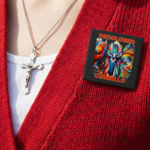 Chapa Cuadrada DeColores Cursillo Pincelada Gallo Cruz Paloma