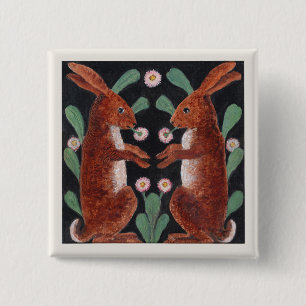 Chapa Cuadrada Decoración de flor de primavera de estilo antiguo