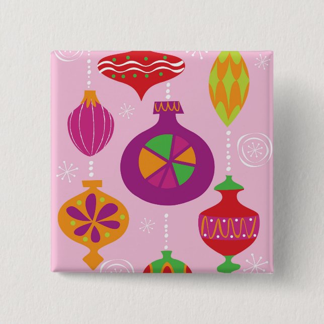 Chapa Cuadrada Decoración numerosa del navidad ilustrada en diffe (Anverso)