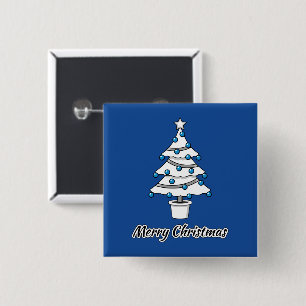 Chapa Cuadrada Decoraciones azules del árbol de Navidad blanco - 